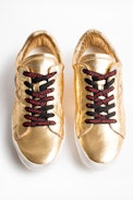 Sneakers Zadig Gold - Baskets basse dorées en cuir femme.