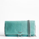 Rock Savage clutch bag - Zipped turquoise leather clutch bag.
