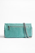 Rock Savage clutch bag - Zipped turquoise leather clutch bag.