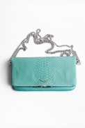 Rock Savage clutch bag - Zipped turquoise leather clutch bag.