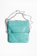 Rock Savage clutch bag - Zipped turquoise leather clutch bag.