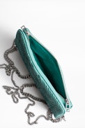 Rock Savage clutch bag - Zipped turquoise leather clutch bag.