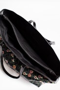 Sac Mick Fleurs - Sac cabas noir femme en cuir imprimé