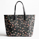 Sac Mick Fleurs - Sac cabas noir femme en cuir imprimé