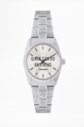 Timeless Girls Can Do Anything ZVT101 watch - Women’s silver-toned “GIRLS CAN DO ANYTHING” watch.