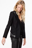 Veste Victor Strass - Veste noire femme agrémentée de strass.