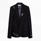 Veste Victor Strass - Veste noire femme agrémentée de strass.