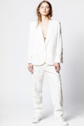 Viking Blazer - Women’s white jacquard blazer with fringing