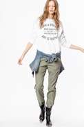 Pantalon Pomelo - Pantalon kaki femme en coton.