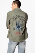 Tacklo Mary Jacket - Men’s khaki jacket with embroidery on back