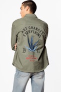 Tacklo Mary Jacket - Men’s khaki jacket with embroidery on back
