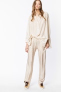 Pantalon Soie Poeme Jac leo - Pantalon pattes d'éléphant en soie.