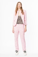 Pantalon Pomelo Jac - Pantalon rose femme bandes latérales.