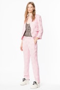 Pantalon Pomelo Jac - Pantalon rose femme bandes latérales.