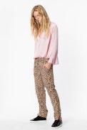 Pantaloni Parone Leo - Pantaloni con stampa leopardata da donna.
