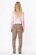 Pantaloni Parone Leo - Pantaloni con stampa leopardata da donna.