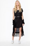 Robe Soie Rivel Jac Leo - Robe noire femme en soie jacquard.