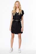 Robe Soie Rivel Jac Leo - Robe noire femme en soie jacquard.