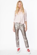 Chemise Touch Satin - Women's pink satin shirt.