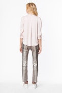 Chemise Touch Satin - Women's pink satin shirt.