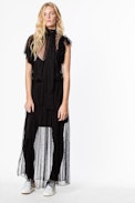 Rulle Mesh dress - Women’s long black tulle dress.