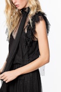 Rulle Mesh dress - Women’s long black tulle dress.