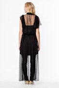Rulle Mesh dress - Women’s long black tulle dress.