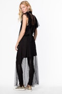 Rulle Mesh dress - Women’s long black tulle dress.