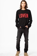 Pullover Teiss  - Schwarzer Herrenpullover aus Merinowolle.