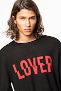 Pullover Teiss  - Schwarzer Herrenpullover aus Merinowolle.