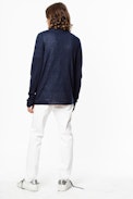 Ginger Cachemire sweater - Men's navy blue feather cashmere sweater.