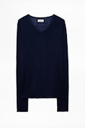 Ginger Cachemire sweater - Men's navy blue feather cashmere sweater.