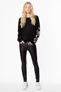 Pull Kansas Bis - Pull femme noir en laine mérinos.