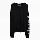 Pull Kansas Bis - Pull femme noir en laine mérinos.