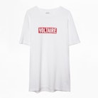 Tibo Voltaire T-shirt - Men's white T-shirt with “Voltaire” print on front.