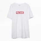 Tibo Voltaire T-shirt - Men's white T-shirt with “Voltaire” print on front.
