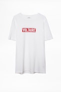 Tibo Voltaire T-shirt - Men's white T-shirt with “Voltaire” print on front.