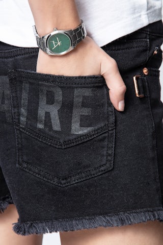 Zadig Wings Watch - Stainless steel watch with green dial and wing motifs.