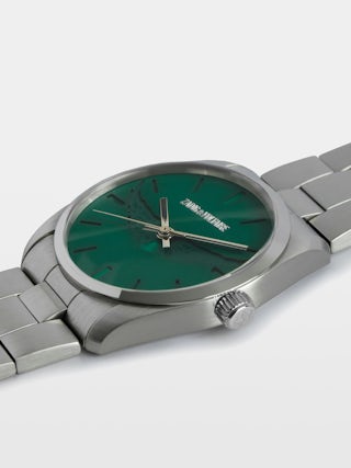 Reloj Zadig Wings - Reloj de acero inoxidable con esfera verde y motivos de alas.