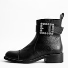 Stiefeletten Empress Buckle - Schwarze mittelhohe Damenstiefeletten mit Strassverzierung