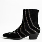 Bottines Tyler Star - Bottines noires femme en cuir suédé agrémentées de strass