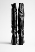 Glimmer Boots - Black lambskin leather boots with black heels