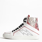 ZV1747 High Flash Wild Sneakers - White leather high-top sneakers.