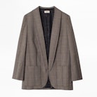 Jacke Verdun Car - Braune Damenjacke mit Prince-of-Wales-Print