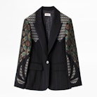 Valdy Mix Patch Jacket - Women's black printed jacket.