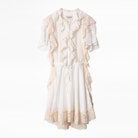 Robe Rank - Robe blanche femme, asymétrique et volants.