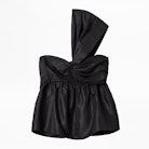 Trip Show Top - Women’s black cropped top with asymmetric sleeves