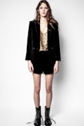 Short Pink Velvet - Short en velours noir femme.
