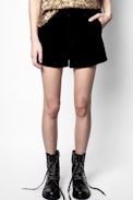 Short Pink Velvet - Short en velours noir femme.