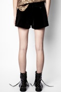 Short Pink Velvet - Short en velours noir femme.